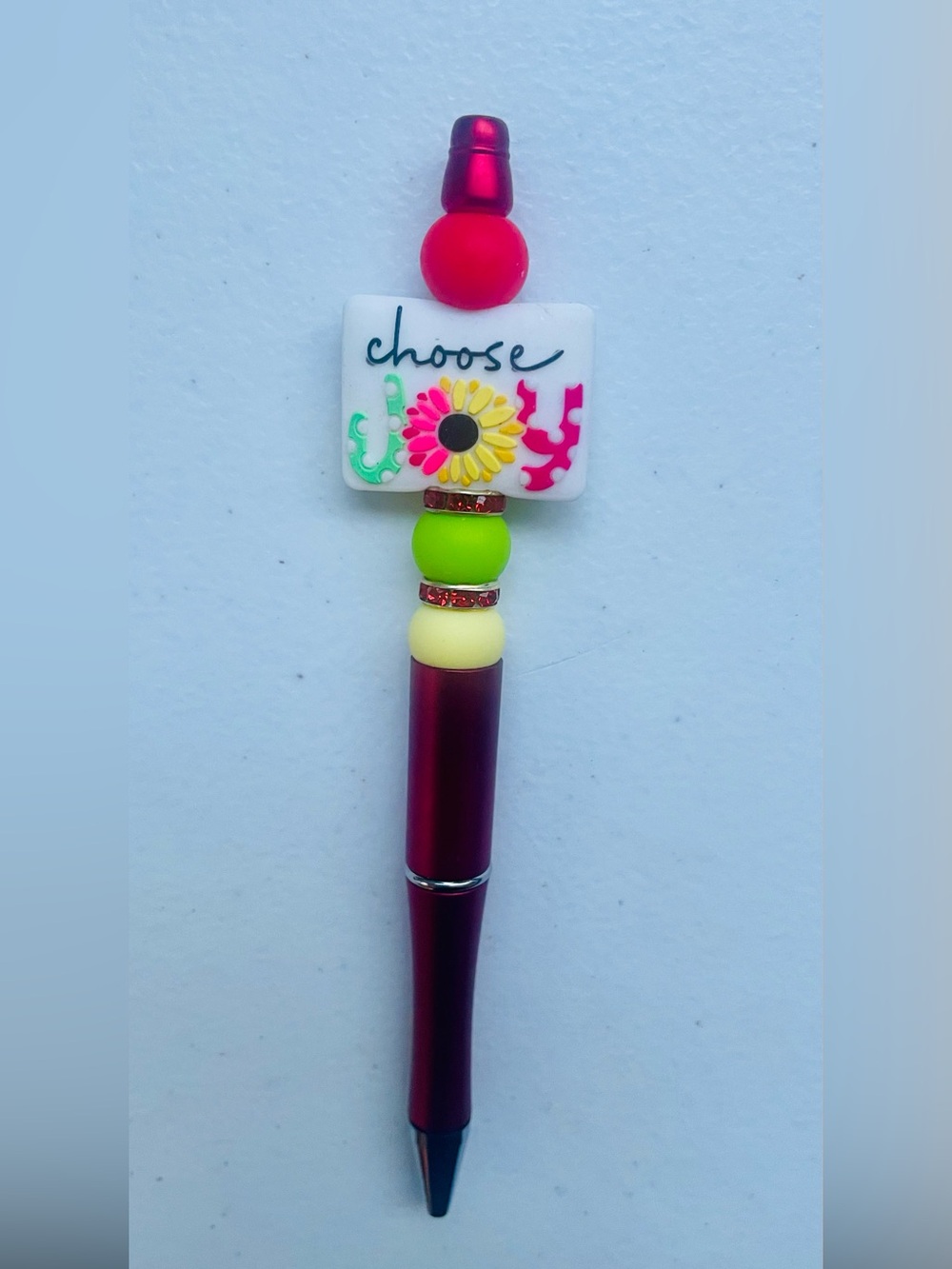 Decorative Pink and Red Pen Topper - Choose Joy